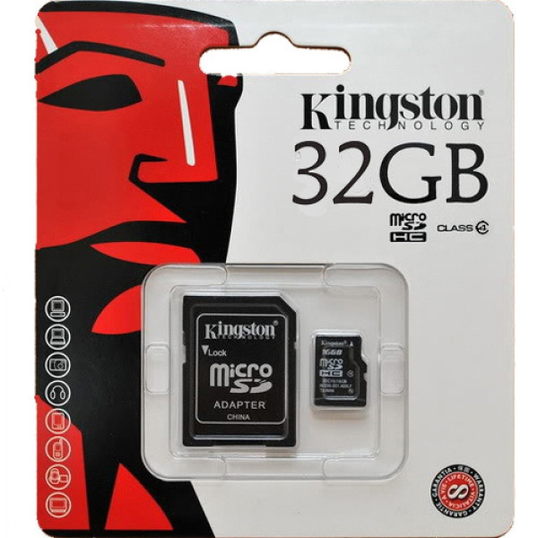 Карта пам'яті Kingston microSDHC 32GB Class 4+ SD адаптер